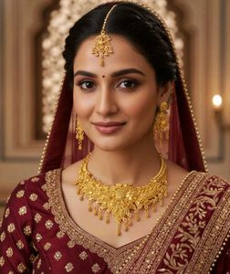 Golden Floral Necklace Set