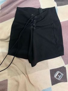 Lace-Up Black Shorts
