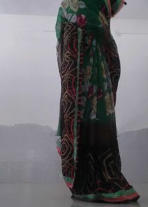 Floral Green Saree