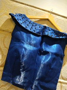 Off Shoulder Pearl Work Blouse
