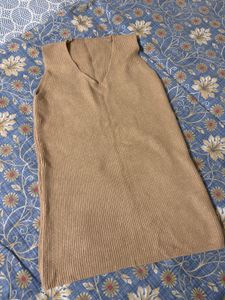 Cute Beige Sweater Mini Dress