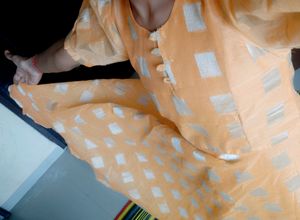 Vintage Peach Diamond Print Dress