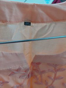 Peach Embroidered Up Down Short Kurti