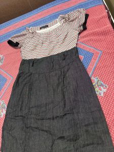 Striped & Denim Style Dress