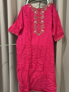 Pink Embroidered Kurta