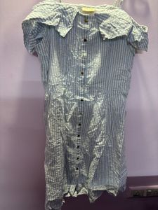 Blue Striped Button-Down Dress