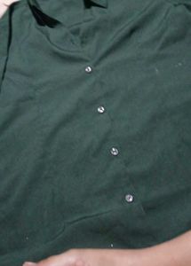Women Half Sleeve Dark Green Shirt