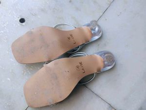 Lavie Silver Embellished Transparent Heels
