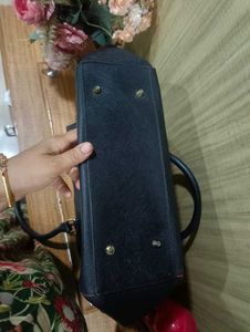 Classic Black Leather Tote Bag for Women |