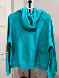 imported ESSEME women&#39;s teal hooded sweatshirt