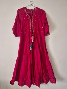 Red Anarkali Suit with Floral Dupatta