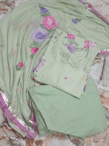 Floral Embroidered Indian suit with dupatta