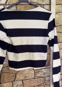 Striped Long Sleeve Crop Top