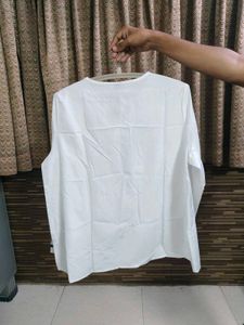 White Floral Embroidered Peasant Top | New