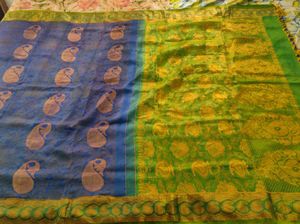 Royal Blue And Green Korvai Kanchipuram Silk Saree