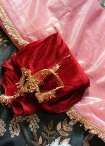 Peach Saree with Unstiched Blause