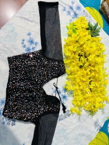 Sequin Embellished Black Blouse