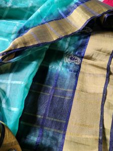 Elegant Teal &amp; Blue Saree