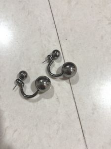 Silver Tone Ball Earrings