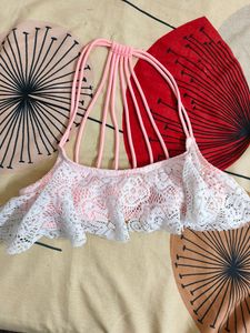 Lace Ruffle Bikini Top /32-34 Inch