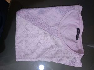 (M&amp;S Collection)Lilac Patchwork Lace T-shirt 👕