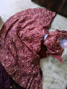 Burgundy Elephant Print Chaniya Choli  Set