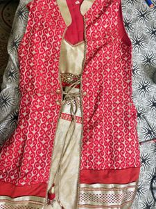 Elegant Red &amp; Beige Lehenga Set