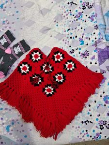 Red Crochet Poncho