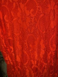 Red Lace Midi Party Dress