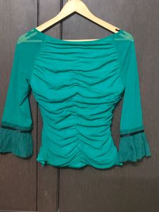 Ruched Mesh Top