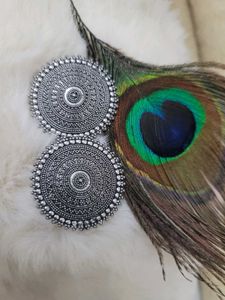 Boho Silver Disc Earrings