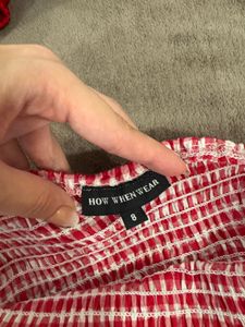 HWW Smocked Gingham Cross Over Dress