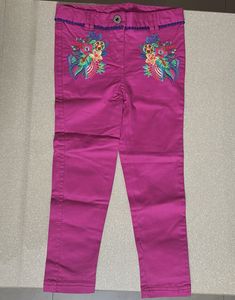 Bright Pink Embroidered Pants