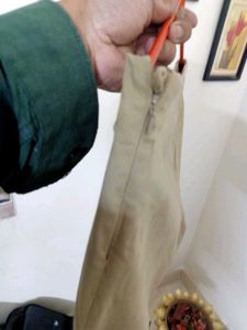 FABINDIA Beige Full Length Formal Slim Pant