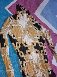 Abstract Print Turtleneck Top
