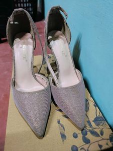 Beige Glitter Heels