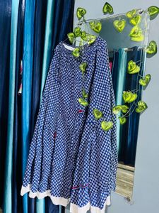 Elegant Indigo Printed Flared Skirt