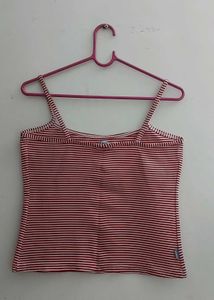 Striped Cami Top, Short Crop Speghetti For Girls