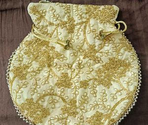 Gold Embroidered Potli Bag
