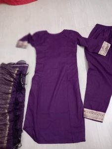 Purple Embroidered Kurta Set