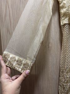 Elegant Beige Embroidered Anarkali