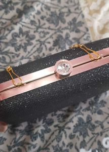Elegant Black Glitter Clutch