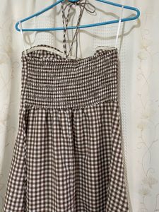 Chic Gingham Halter Neck Midi Dress