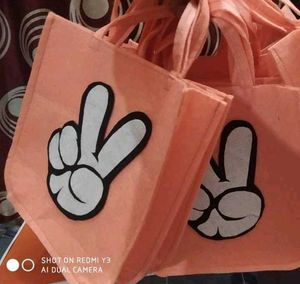 Peach Tote Bag - Peace Sign
