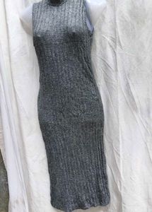 362011. Grey Ribbed Bodycon Dress