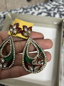 Traditional Teardrop Kundan Earrings