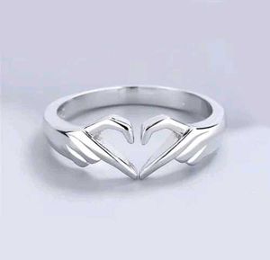 Heart Hands Silver Ring