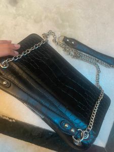 Black Croc Embossed Clutch