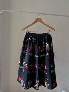 Inspired Children Painting MIKADO Silk MIDI Skirt