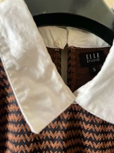 Chic Brown Layered Look Top with White Shirt